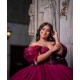 Off Shoulder Burgundy Quinceanera Dress Ball Gown Applique Corset Sweet 16 Vestido De 15 Anos With Bow